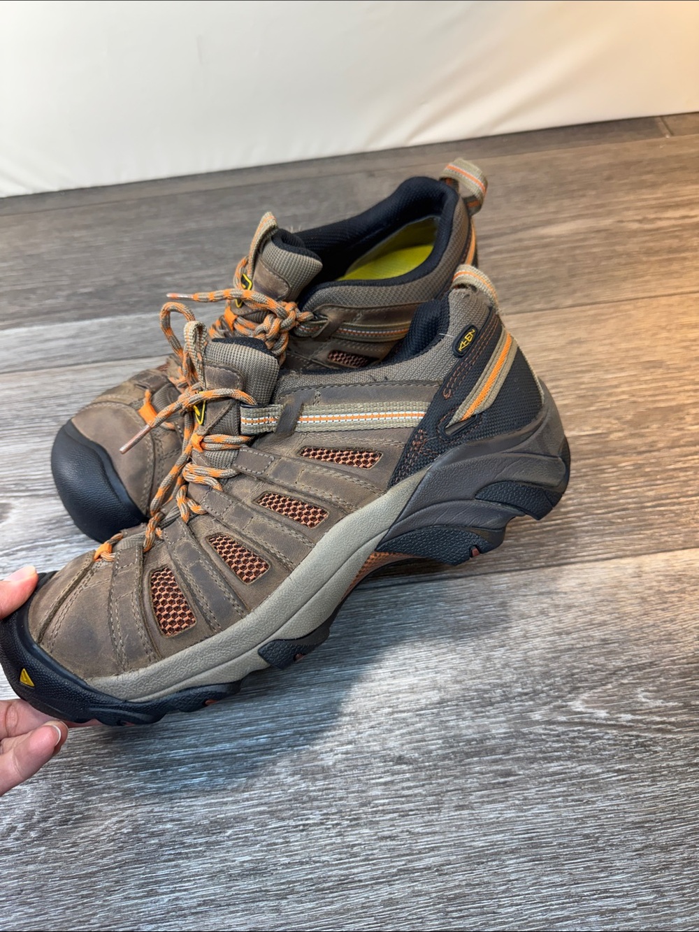 Keen Brown and Orange Men's Hiking Boots steel toe shoes size 10.5 (j251) - Picture 2 of 7